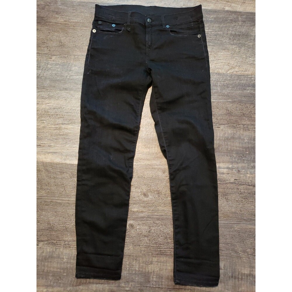 R13 Relaxed Skinny Jeans Sz 26 in Black Tapered Leg Tucked Ankle R13W0043-1 (N